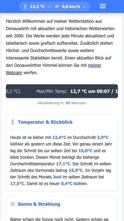 Startseite in Mobilansicht
